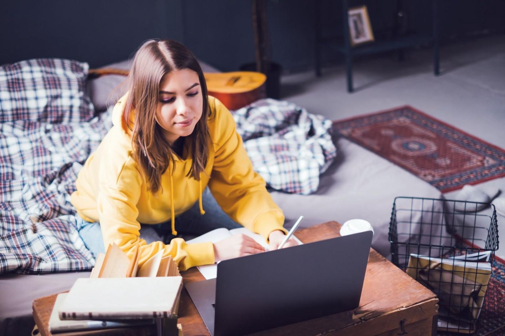 Financial planning workspace with charts and investment documents